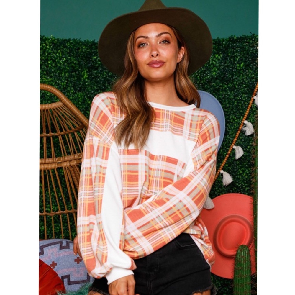 Last2️⃣ Spring Plaid Top Loose Fit Long Sleeve Blouse Boho Summer Tops